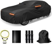 OWEEIO 30 Layers Car Cover for Automobiles All Weather Waterproof, Outdoor Snowproof UV Protection Windproof, Door Zipper, Soft Cotton, Heavy Duty Universal Car Covers, (Black, Fit Sedans 171"-180")