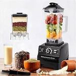 Blender Smoothie Maker, Black Table Blender with 10 Adjustable Speeds, 2L Effective Capacity Container, Equipped with 6 Stainless Steel Blades, 3200W, Max 48000 RPM（2 cups）