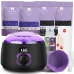 BLITZWAX Waxing Kit for Women Men Digital Wax Warmer Hard Wax Kit with 50 Wax Accessories 17.5oz Wax Beans