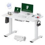 FLEXISPOT EN2 Electric Height Adjustable Sliced Desktop Standing Desk, 48" Sit Stand Up Computer Desk Workstation for Home Office with Memory Controller (White Frame/White Desktop, 48 x 24 inch)
