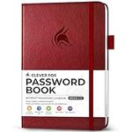 Clever Fox Password Book with alphabetical tabs. Internet Address Organizer Logbook. Medium Password Keeper for Website Logins (Wine Red)