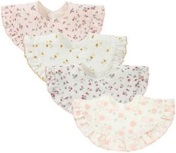 Nishine 4 pcs Unisex Baby Muslin Bandana Drool Bibs 360 Degree Rotatable Cotton Teething Feeding Drooling Bibs for Boy Girl (flower set)