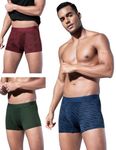 DAMENSCH Men Deo-Soft Supima Modal Trunks-Pack of 3-Darted Green, Comet Blue, Qube Maroon-Large