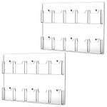 Eersida 2 Pack Acrylic Brochure Pamphlet Holder Wall Mount Clear Brochure Display Holder Plastic Trifold Flyer Rack Literature Storage Rack for Offices Waiting Room (10 Pockets, 15 x 21 Inch)