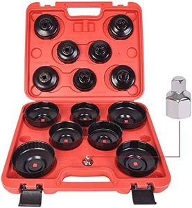 WINMAX TOOLS AUTOMOTIVE 15Pcs Cup Type Oil Filter Cap Wrench Socket Removal Tool Set W/case 3/8" Drive H