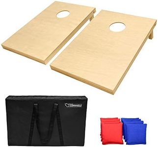 GoSports Solid Wood Premium Cornhole Set - Choose Between 4 ft x 2 ft or 3 ft x 2 ft Game Boards, Includes Set of 8 Corn Hole Toss Bags