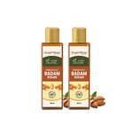 Superfarm Certified Organic Cold Pressed Badam Rogan | Sweet Almond Oil | Edible Grade | Chemical-Free | Fragrance-Free | Additive-Free | Healthy Hair, Skin, and Baby Massage Oil - Pack of 2 bottles, 100ml each