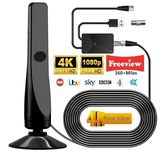 Amplified Digital TV Aerial for Smart TV, 2024 Upgraded Indoor HD TV Antenna Portable TV Aerial with Signal Booster Long 360+ Miles Range, Support All TV with 4K 1080p Local Channels 9.8FT Coaxial