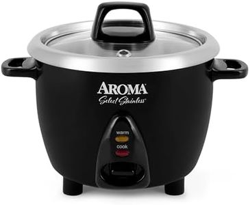 Aroma Housewares Select Stainless Rice Cooker & Warmer with Uncoated Inner Pot, 3-Cup(uncooked)/6-Cup(cooked)/ 1.2Qt, ARC-753SGB, Black