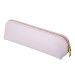 Fyore Leather Pencil Case Slim Design Pen Bag with Metallic Zipper Pocket Size for or Student Office College Middle School (Pink)