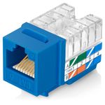 Everest Media Solutions 90° Angled CAT6 Keystone Jack in Blue - Slim Profile RJ45 Ethernet Connector - Compatible with 90° Angled Speed Termination Tool - easyJACK (B094WB91H3) - 50-Pack