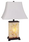 ORE International 8304 Table Lamp with Night Light, Black, Brown and Ivory