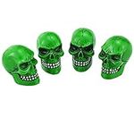 Abfer Skull Tire Wheel Air Cap Valve Stem Covers Car Decorative Accessories Fit Most Vehicle Truck Motorcycles Bikes, Green