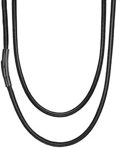 Suplight Waterproof Woven Wax Rope Chain Braided Leather Necklace for Men Women, 3MM Black Necklace Cord with No Rust Black Clasp, DIY necklace chains for jewelry making 30Inch