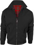 Army And Workwear Mens Harrington Checked Lined Jacket - British Made with Zip - Classic Bomber Jacket .Black Size XXL