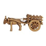 Kartique Brass Bullock Cart with Open Jaali Pulled by Single Bull, Standard, Gold, 1 Piece