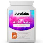 Multivitamin for Kids with Calcium, Zinc, Iron, Vitamin C, B12 and D3 - Kids Vitamins with 14 Essential Nutrients - 60 Vegan Capsules - Made in The UK by Purolabs