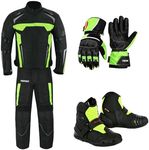 PROFIRST Motorcycle Clothing Suit - 2 Piece Motorbike Armored Suit Waterproof Biker Jacket and Trouser with Motorbike Boots Shoes & Motorcycle Gloves - CE Armor for All Weather