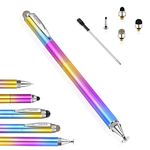 Universal Stylus Pens, Honiha High Precise Disc Stylus Pens for Touch Screens 4 in 1 Touch Screen Pen Capacitive Stylus Compatible with iPad, iPhone, Samsung, Android, Microsoft Tablets- Rainbow