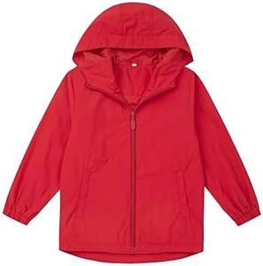 EIGIOO Boys Girls Windbreaker Hooded Jackets Lightweight Packable Jacket Toddler Rain Coats Red 5 Years