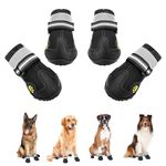 DcOaGt Dog Shoes Waterproof Dog Boots for Small Medium Large Puppy with Reflective Straps Rugged Anti-Slip Sole,Paw Protectors Dog Booties for Hot Pavement Winter Snow Rain Hiking 4PCS Black