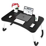 NTEK Laptop Bed Table Lap Standing Desk | Notebook Table Dorm Desk with Foldable Legs & Cup Slot | Portable Bed Desk for Laptop | Eating Breakfast, Reading, Watching Movie on Bed/sofa (BLACK)