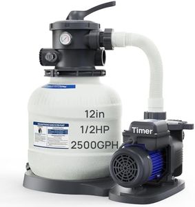 AQUASTRONG Sand Filter Pump for Above Ground Pool with Timer, 1/2 HP Pool Pumps Above Ground 2500 GPH for Pools up to 9000GAL, 12in Pool Sand Filter with 6-Way Valve, Improved Circulation & Filtration