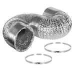 iPower 6 Inch 8 Feet Non-Insulated Flex Air Aluminum Ducting Dryer Vent Hose for HVAC Ventilation, 2 Clamps included