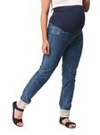 CHARISMOMIC Women's Maternity Denims, Ankle Length Flare Pregnancy Pants with Tassels, Stretchable & Breathable Fabric, Blue with Lace, L