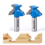 Base Cap Molding Router Bits, Newdeli 1/2" Chair Rail Crown Edge Treatment Molding Router Bit, 2pcs Frame Router Bits for Door Cabinet, Engraving Milling Cutter Tools