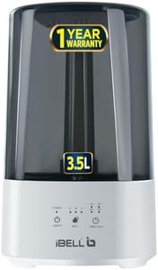 iBELL HU350P Humidifier for Room, 3.5L, Ultrasonic, Adjustable Mist Output, Super Quiet 360° Nozzle, Lasts up to 24 Hrs, Essential Oil Diffuser,(BLACK)