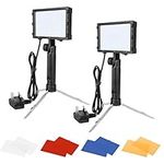 EMART LED Video Light 2 Pack, Portable 60 LED 5500K Continuous Photography Lighting Kit for Table Top Photo Studio Lamp with Color Filters