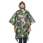 HACER Poncho Raincoat Hooded PU Rainwear Foldable Polyester Windbreaker Heavy Duty Military Adult Jacket for Outdoor Hiking Camping