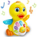 EARSOON Dancing Walking Electric Duck Smart Toys with Music and LED Light Cute Cartoon Yellow Duck Children Interactive Early Learning Toy for Birthday Kids Gift Boy & Girl