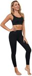 Jetjoy Exercise Outfits for Women 2 Pieces Ribbed Seamless Yoga Sports Fitness Workout Set Sportswear Gym Clothes