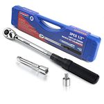 UYECOVE 1/2-Inch Drive Click Torque Wrench 3 Pcs Set, 1/2 Torque Wrench 10-150FT-LB/13.6-203.4N.m, Torque Wrench 1/2 Drive with 1/2'' Extension Bar and 1/2''to 3/8'' Adaptor