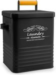 ELITAPRO Laundry Detergent Storage Container with Scoop & Lid- Modern Farmhouse Metal Laundry Powder Dispenser for Laundry Room Decor and Accessories - Laundry Room Organization & Storage (Black)