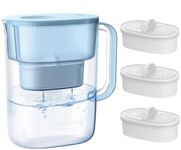 Waterdrop PT-07B Water Filter Pitcher with 3 Filters, 10-Cup, NSF Certified, 600-Gallon Long-Life, Improved Coffee & Tea Taste, Reduces PFOA/PFOS, Chlorine, 5X Longer Filter Life, Blue