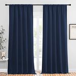 NICETOWN Navy Curtains Blackout Draperies - Modern Design Thermal Insulated Rod Pocket Blackout Drapes for Kid's Bedroom, Window Covering (1 Pair, 52 x 95 inches)