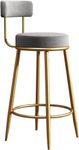 Nutech Decor Iron Velvet Counter Stools: Upholstered Barstools With Back, Footrest, And Round Height - Modern Bar Chairs, Ideal Dining Chairs For Kitchen Islands (65 Cm, Grey)