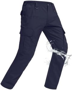 Qynthz Men's Tactical Pants Water Resistant Ripstop Cargo Pants Lightweight EDC Outdoor Hiking Pants 10 Pockets Work Pants Navy 36W x 30L