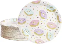 BLUE PANDA Donut Party Supplies, Sprinkle Plates (9 inches, 80 Pack)