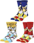 Bioworld Sonic the Hedgehog Main Characters Animigos Casual Crew Socks Set for Men 3-Pack