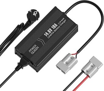POWER QUEEN Chargeur de Batterie au Lithium 14,6V 10A, pour Les Batteries LiFePO4, LED pour Afficher l'Etat de Charge, Chargeur Batterie 12V avec 4 Fonctions de Protection
