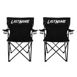 VictoryStore Custom Last Name Folding Chair Set of 2- Custom Wedding Gift Black Camping Chair with Carry Bag