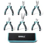 SHALL Mini Pliers Set, 6-Piece Small Pliers Tool Set includes Needle Nose, Long Nose, Bent Nose, Diagonal, End Cutting and Linesman for Making Crafts, Electronic Repairing & Jewelry with Pouch