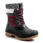 ALEADER Womens Winter Snow Boots | Waterproof Shell | Duck Boots, Black/Red, 7 UK