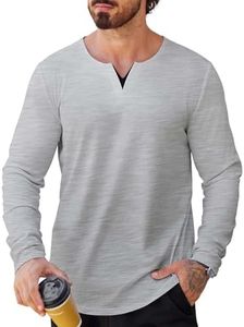 Mancozy Mens T Shirts Casual Breathable Fitness Long Sleveers V-Neck Shirts for Men Medium