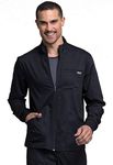 Cherokee Men Warm up Scrub Jacket with Zip Front WW320, S, Black