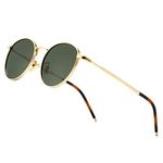 SUNGAIT Round Vintage Polarized Sunglasses Classic Retro Metal Frame Sunglasses Circular for Women Men(Gold Frame/Polarized Green Lens)-SGT059JKMOLVUUK